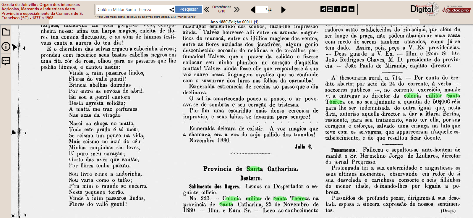 Indenização concedida a Maria Bertha – Gazeta de Joinville 1880 ed. 00011